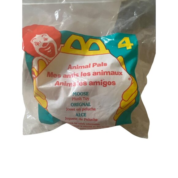 Vintage McDonalds Animal Pals Moose Plush Toy Happy Meal #4 New Sealed Bag - Picture 1 of 3